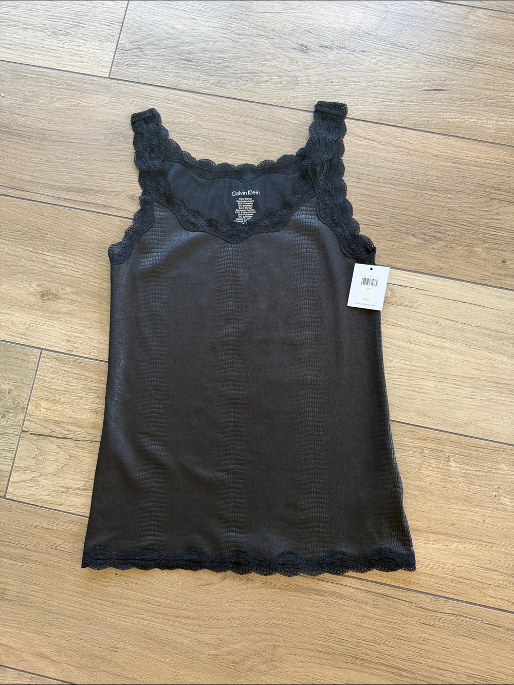 CALVIN KLEIN Black Lace-Trim Camisole Tank